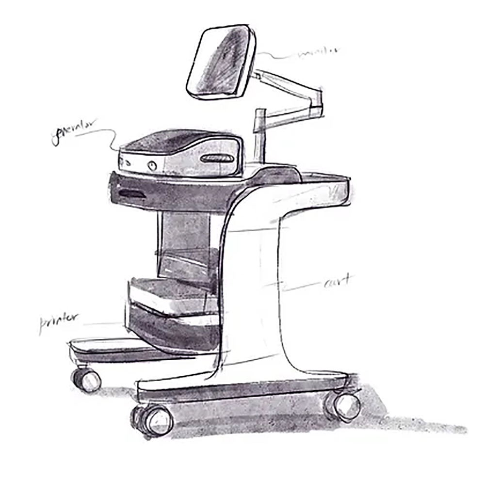 医疗器械台车设计理念|多功能医疗护士台车设计方案|医疗台车手绘图